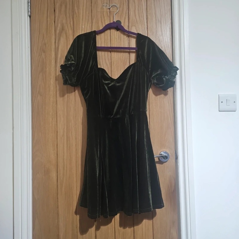 Disturbia Dark Green Velvet Mini Dress